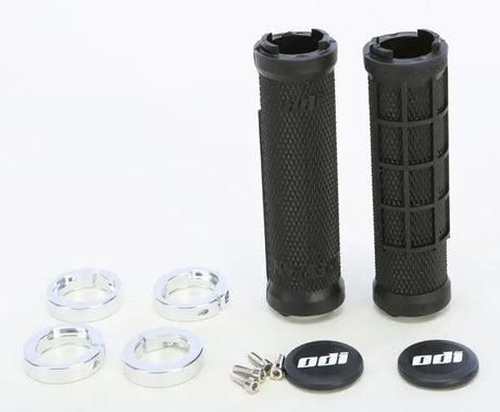 J32RFB-S Atv Ruffian Half Waffle Grip Black/Silver - Lock-on Grips