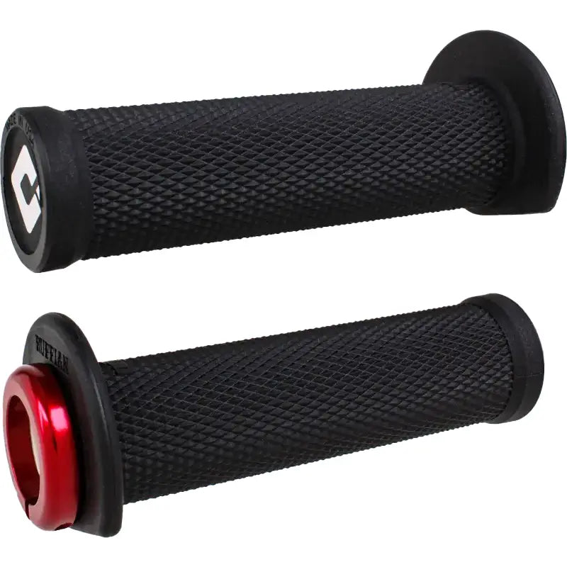 J33RFB-R Atv/Pwc Ruffian Lockon Grip 125mm Black/Red - Half Waffle Lock-on Grips