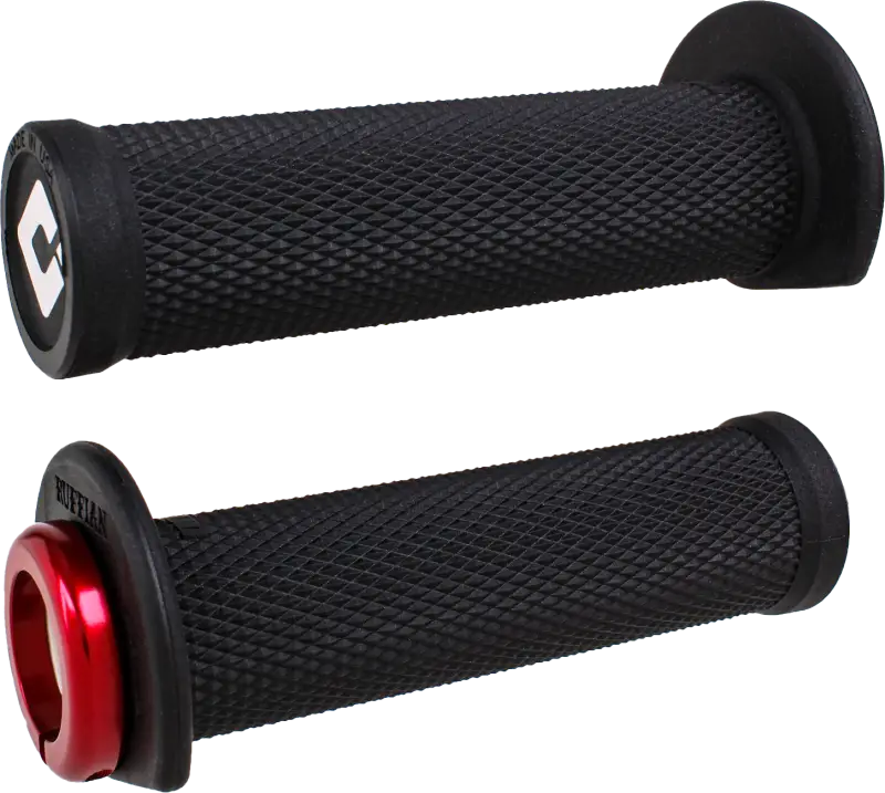J33RFB-R Atv/Pwc Ruffian Lockon Grip 125mm Black/Red - Half Waffle Lock-on Grips