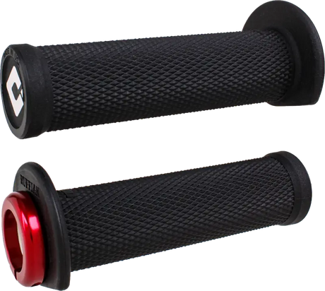 J33RFB-R Atv/Pwc Ruffian Lockon Grip 125mm Black/Red - Half Waffle Lock-on Grips