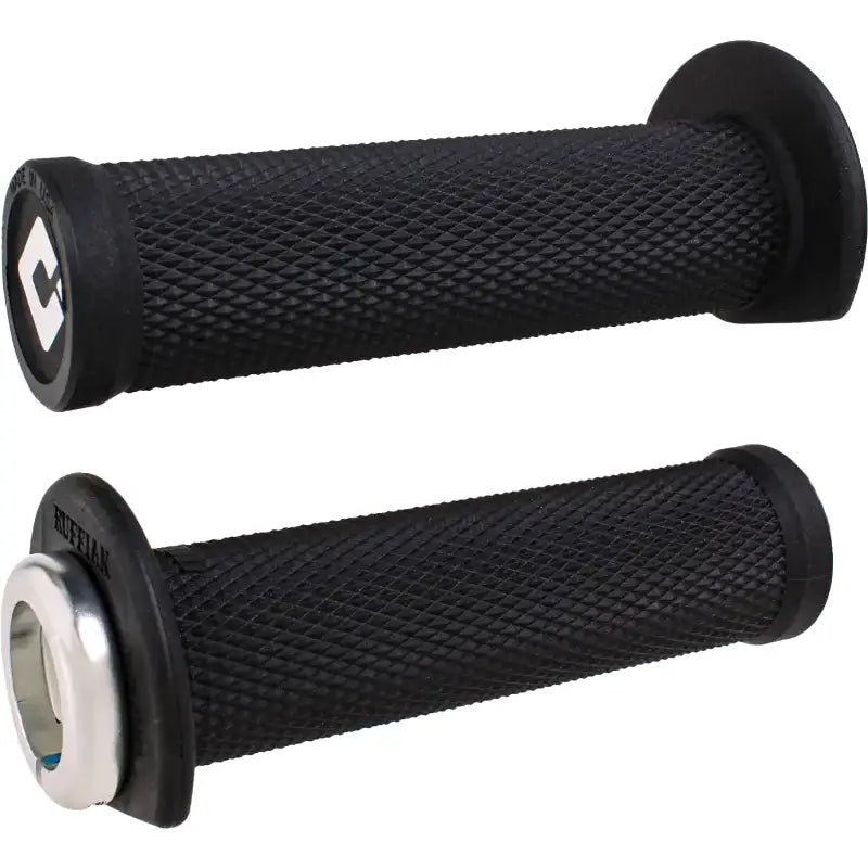 J33RFB-S Atv/Pwc Ruffian Lockon Grip 125mm Black/Silver - Half Waffle Lock-on Grips