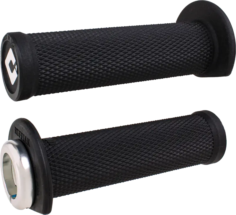 J33RFB-S Atv/Pwc Ruffian Lockon Grip 125mm Black/Silver - Half Waffle Lock-on Grips