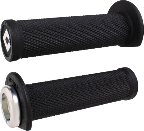 J33RFB-S Atv/Pwc Ruffian Lockon Grip 125mm Black/Silver - Half Waffle Lock-on Grips