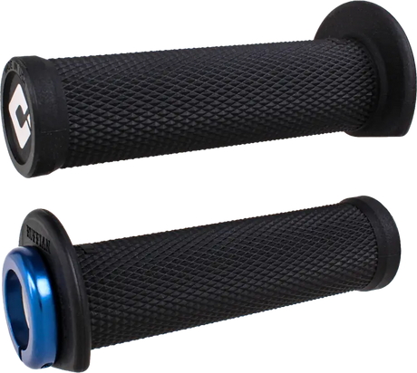 J33RFB-U Atv/Pwc Ruffian Lockon Grip 125mm Black/Blue - Half Waffle Lock-on Grips