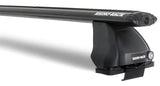 Black car roof rack with JA4090 Rhino Rack 2500 fitting kit on top