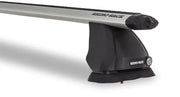Silver and black roof rack bars with Rhino Rack fitting kit for roof rack setup
