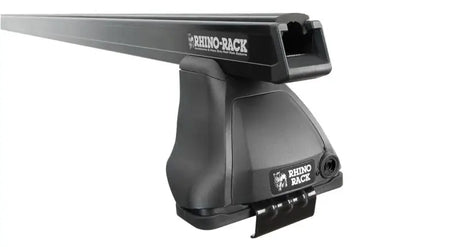 Black roof rack on Rhino Rack 2500 Leg for easy install and reliable car hauling