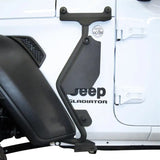Go Rhino Jack Mount Hi-Lift Jack; black, mild steel, mounts to driver side front quarter panel on Jeep Gladiator.
