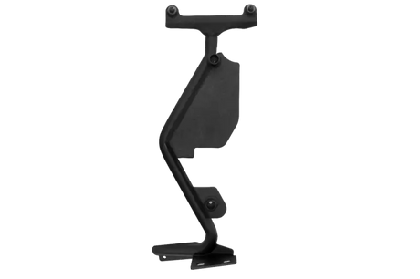Hi-Lift Jack Mount by Go Rhino in black mild steel, designed for driver-side front quarter panel, with a powder-coated finish.