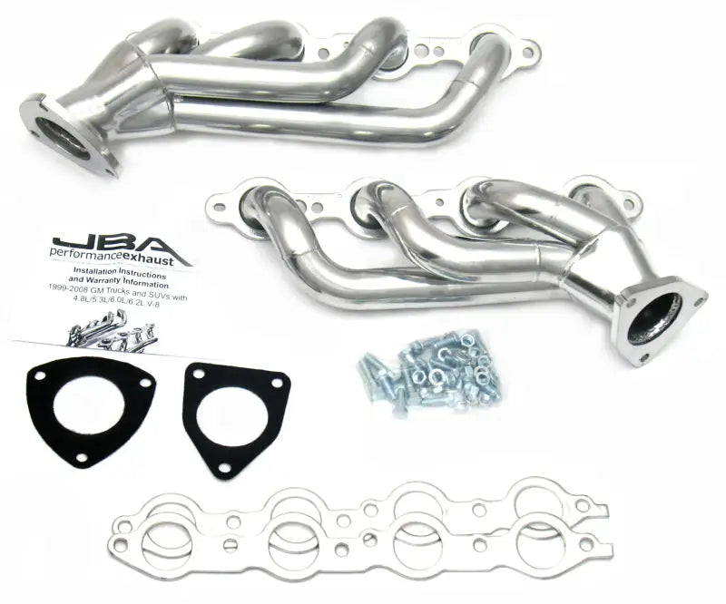 Shiny silver Cat4Ward header with gaskets and hardware for GM Truck 6.0L LS