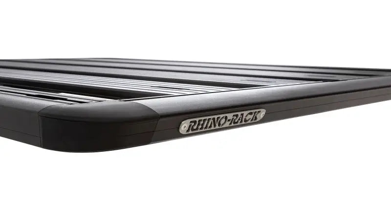 Black metal roof rack on Rhino Rack Pioneer Platform for easy cargo hauling