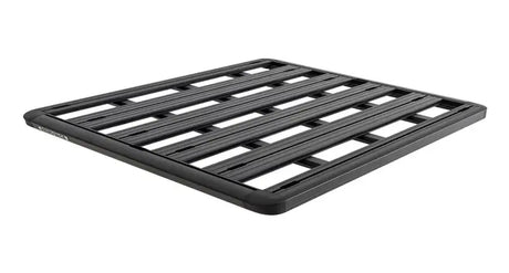 Black metal roof rack on Rhino Rack Pioneer Platform for SUV luggage transport
