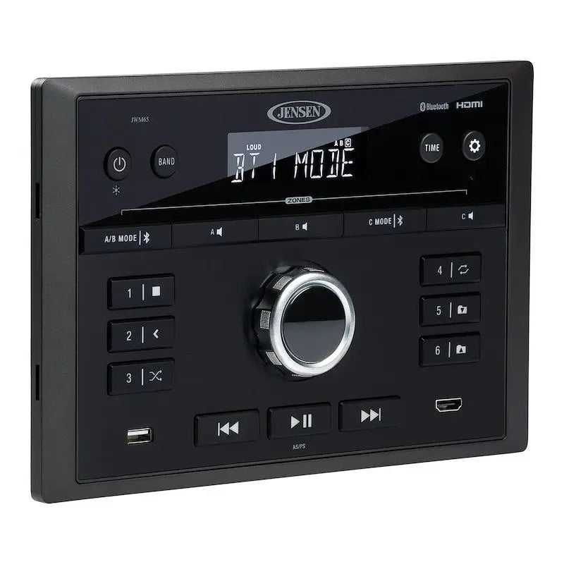 Jensen JWM65 3-Zone Bluetooth RV Wall Stereo with HDMI - Radio
