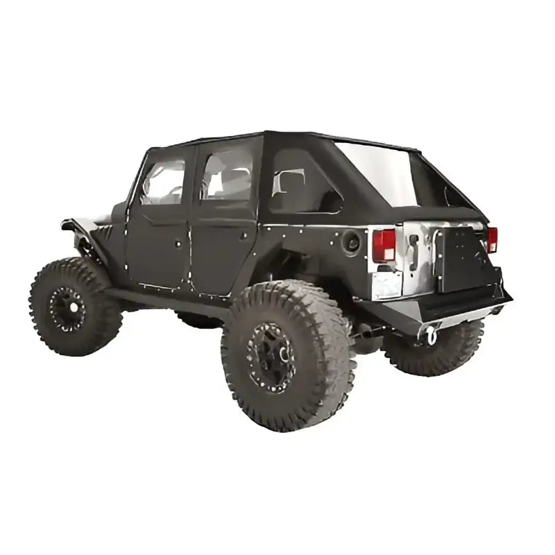 Shopify product JK1001-1 Fab Fours 07-16 Jp Jk Rear Fender installed on Jeep Wrangler showing rugged and stylish design.