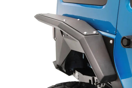 "Rear view of a 2007-2017 Jeep Wrangler (JK) equipped with the JK1007-1 Fab Fours Rear Wide Flare, showcasing its rugged design and extra coverage."