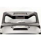 Fab Fours JK3022-1 visor installed on Jeep Wrangler JK 2007-2016, enhancing appearance and providing protection.
