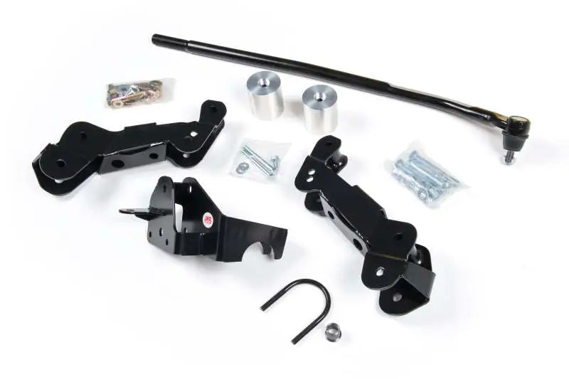 Black JKS Jeep Wrangler JK advanced geometry upgrade kit with silver hardware