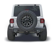 JL06T Trailfx Jeep JL Rear Bumper installed on white Jeep, showcasing tire mount and rugged design, perfect for RV, Automotive, Powersports, off-road, marine needs, exterior, truck accessories, interior, truck bed, RV parts, Truck & Automotive, Bumpers, Grilles & Guards, AVADA - Best Sellers