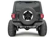 Fab Fours 18 Jp Jl Rear Base on Jeep Wrangler, showcasing enhanced rear protection and rugged style.