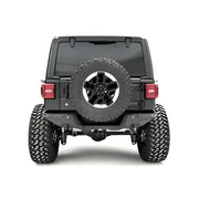 Fab Fours 18 Jp Jl Rear Base on Jeep Wrangler, showcasing enhanced rear protection and rugged style.