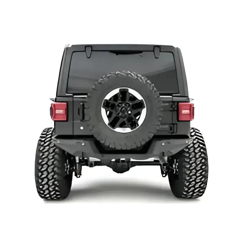 Fab Fours 18 Jp Jl Rear Base on Jeep Wrangler, showcasing enhanced rear protection and rugged style.