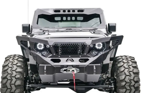 JL3020-1 Fab Fours 18 Jp Jl Vicowl installed on a Jeep Wrangler JL, showcasing enhanced protection, rugged design, and improved style.