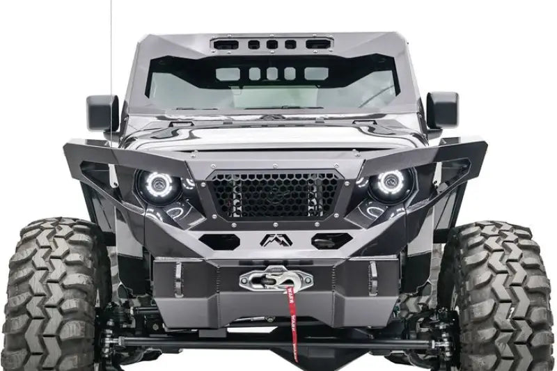 JL3020-1 Fab Fours 18 Jp Jl Vicowl installed on a Jeep Wrangler JL, showcasing enhanced protection, rugged design, and improved style.