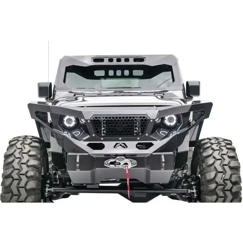JL3020-1 Fab Fours 18 Jp Jl Vicowl installed on a Jeep Wrangler JL, showcasing enhanced protection, rugged design, and improved style.