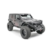 Modified black Jeep Wrangler with JL4600-1 Fab Fours 18 Jp Jl Front Fender