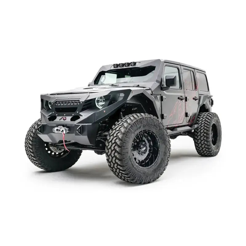 Cool modified black off-road Jeep with JL4600-1 Fab Fours front fender upgrade