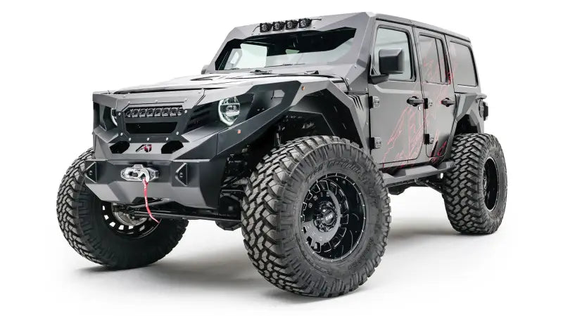 Cool modified black off-road Jeep with JL4600-1 Fab Fours front fender upgrade