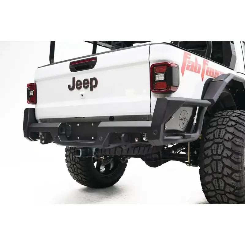 Fab Fours JT20-Y1950-1 Gladiator Rear Bumper on Jeep, providing superior protection and rugged off-road durability.