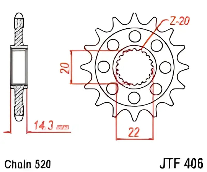 JTF406.16 Front Cs Sprocket Steel 16t 520 Bmw - Countershaft