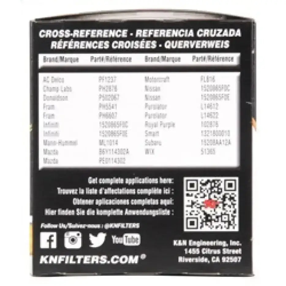 K&N 03-07 Mitsubishi Lancer Wrench-Off Oil Filer - Truck & Automotive