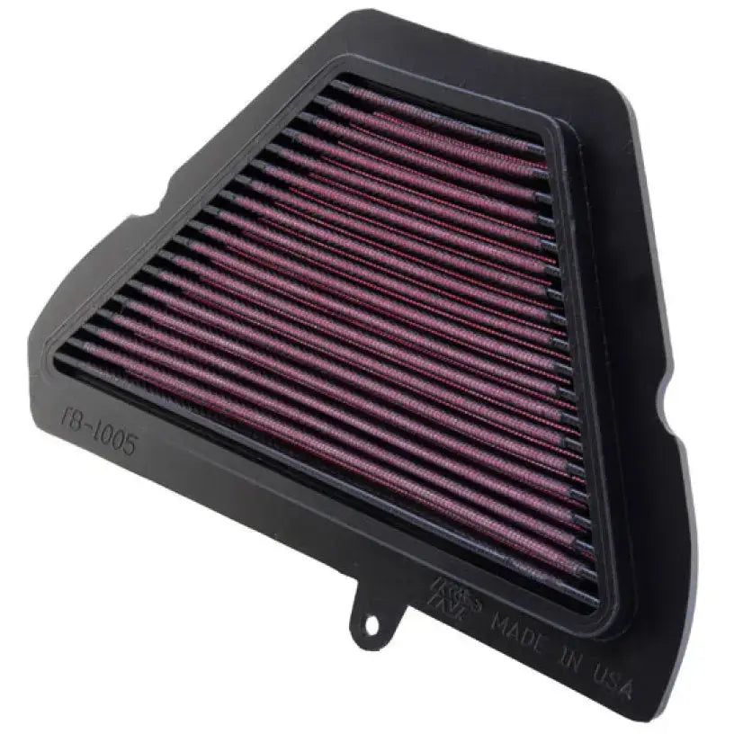 Black framed red pleated air filter for Triumph Speed Sprint K&N drop-in replacement