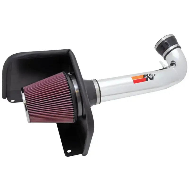 Silver air intake system with red filter for high flow performance kit on Yukon Sierra Tahoe