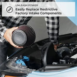 Round air filter from K&N high flow performance air intake flow performance kit