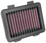 K&N high-flow replacement air filter for 17-19 KTM 125 Duke, KTM 250 Duke, KTM 390 Duke motorcycles, designed for optimal performance and engine protection.