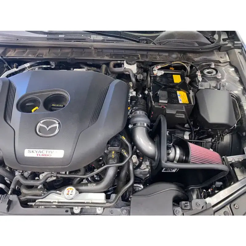Mazda Skyactiv-Turbo engine with K&N Typhoon Intake on Mazda 3 2.5L Turbo L4 Silver
