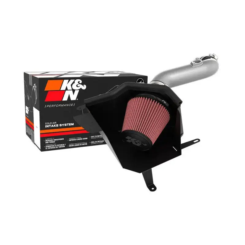 K&N 2022 Honda Civic 2.0L L4 Silver Typhoon Intake, featuring a washable High-Flow Air Filter and mandrel-bent aluminum intake tube with a custom heat shield. Ideal for RV, Automotive, Powersports, off-road, marine, exterior, truck accessories, interior, truck bed, RV parts, Truck & Automotive, Air Intake Systems, AVADA - Best Sellers