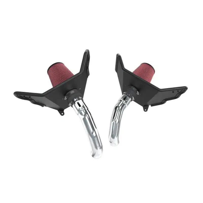 K&N 2022 Toyota Tundra V6-3.5L F/I Performance Air Intake System with mandrel-bent aluminum intake tubes and oversized conical air filters.