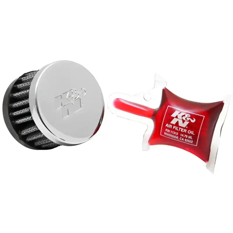 K&N Crankcase Vent Air Filter Direct Mount Chrome Top for Powersports