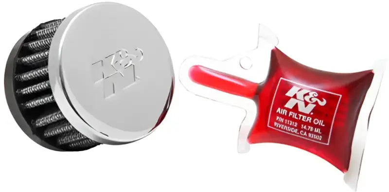 K&N Crankcase Vent Air Filter Direct Mount Chrome Top for Powersports