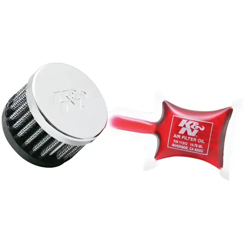 K&N Crankcase Vent Air Filter Direct Mount Chrome Top for Powersports