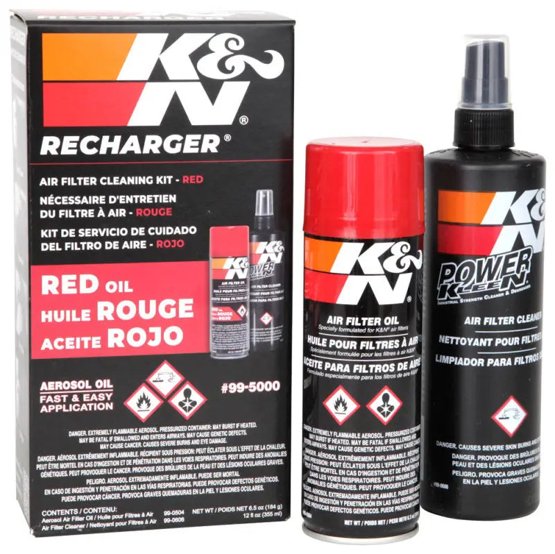 K&N Aerosol Oil Recharger Service Kit - Includes air filter oil and air filter cleaner, designed for K&N oiled cotton air filters, fast and easy application, restores air flow efficiency.
