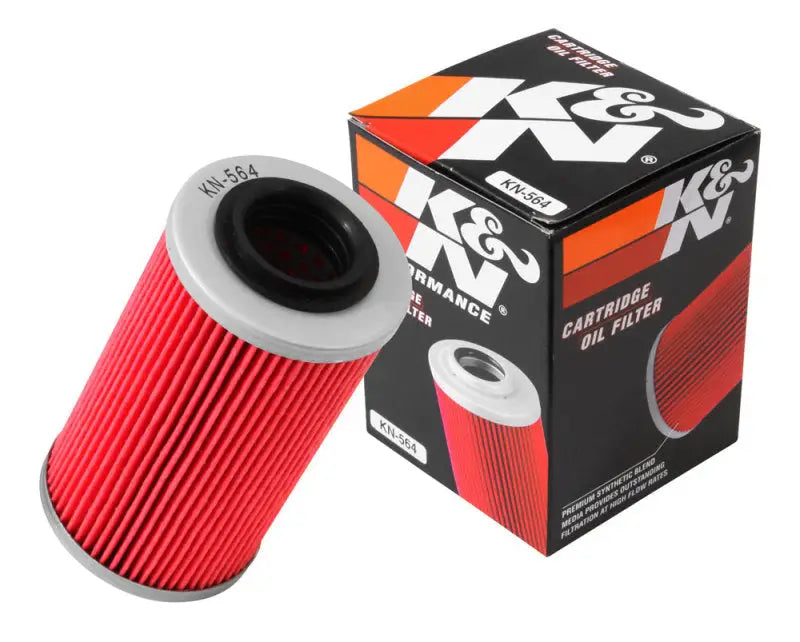 Red K&N oil filter and box.