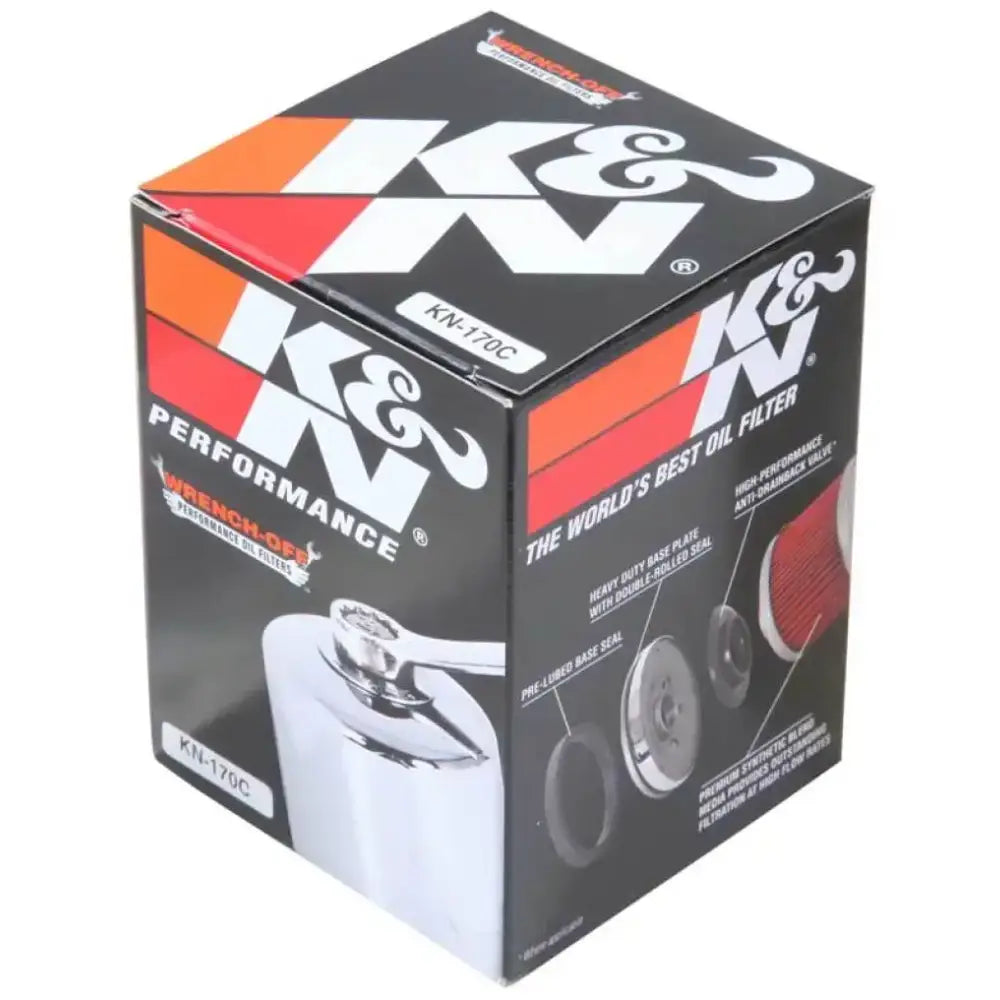 K&N Harley Davidson 3in OD x 4.063in H Chrome Oil Filter - Truck & Automotive