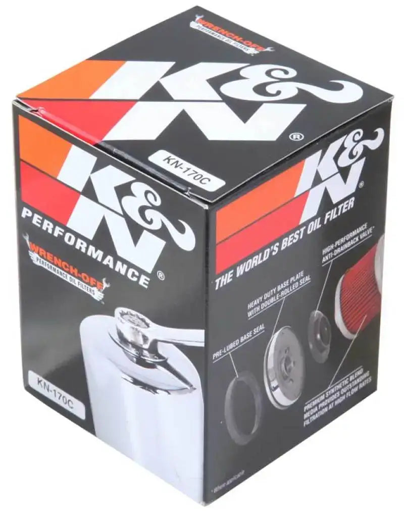 K&N Harley Davidson 3in OD x 4.063in H Chrome Oil Filter - Truck & Automotive