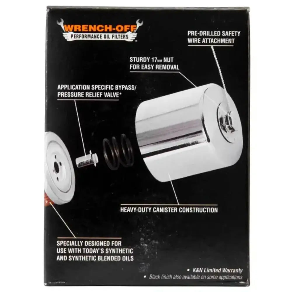 K&N Harley Davidson 3in OD x 4.063in H Chrome Oil Filter - Truck & Automotive