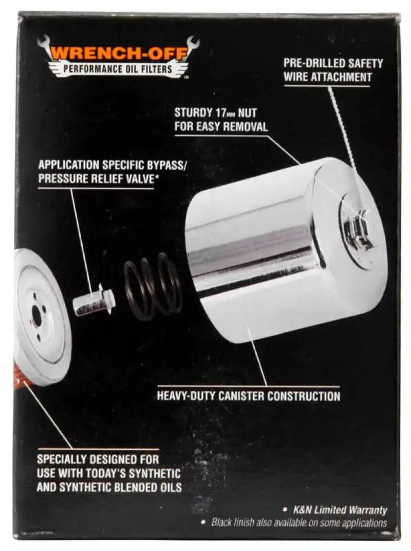 K&N Harley Davidson 3in OD x 4.063in H Chrome Oil Filter - Truck & Automotive